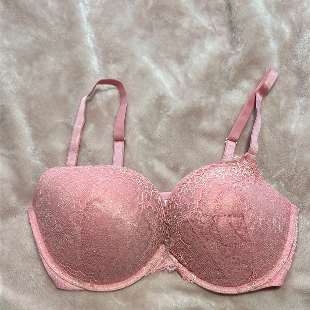 VS- Dreams angels push up Soft Pink Lace Push-Up Bra with Adjustable Straps